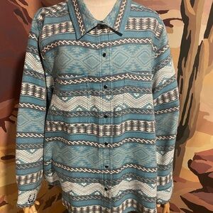 Tasha Polizzi Blue Patterned Button Down Shirt